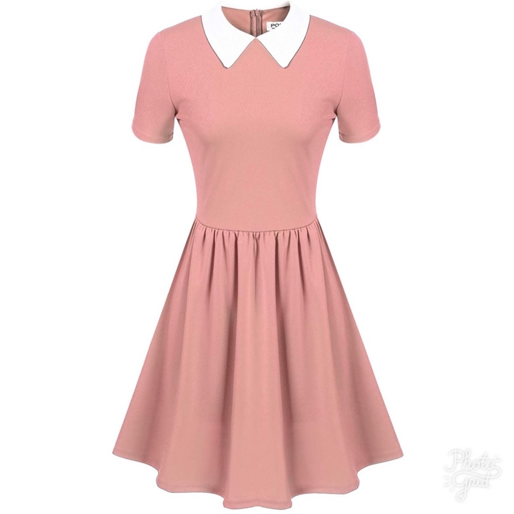 Stranger Things Pink Short Sleeve Peter Pan Dress